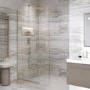 GRADE A1 - 700 x 350mm Nickel Wet Room Screen with Pivot Return Panel - Live Your Colour