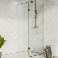 700mm Nickel Shower Screen for Wet Room & Walk In Shower with 350mm Hinged Flipper Panel - Live Your Colour 700mm Nickel Shower Screen for Wet Room & Walk In Shower with 350mm Hinged Flipper Panel - Live Your Colour