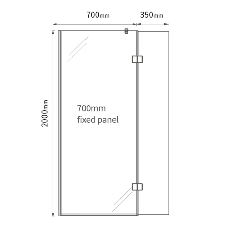 700mm Nickel Shower Screen for Wet Room & Walk In Shower with 350mm Hinged Flipper Panel - Live Your Colour
