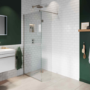 900mm Nickel Frameless Wet Room Shower Screen with 350mm Hinged Flipper Panel - Live Your Colour
