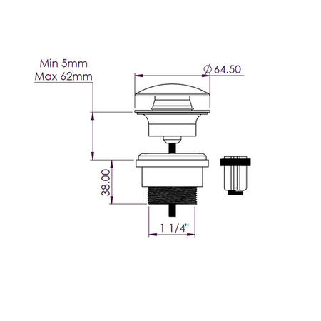 Universal Basin Waste - Brushed Bronze