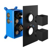 Black Single Outlet Square Thermostatic Shower Valve Black Single Outlet Square Thermostatic Shower Valve