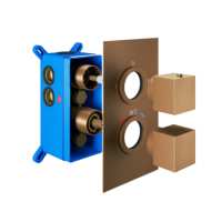 Brushed Bronze Single Outlet Square Thermostatic Shower Valve