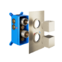 Brushed Nickel Twin Outlet Square Thermostatic Shower Valve