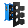 Black Triple Outlet Square Thermostatic Shower Valve