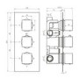 Black Triple Outlet Square Thermostatic Shower Valve