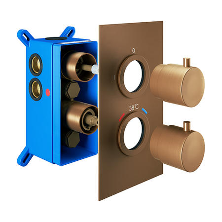 Brushed Bronze Single Outlet Round Thermostatic Shower Valve