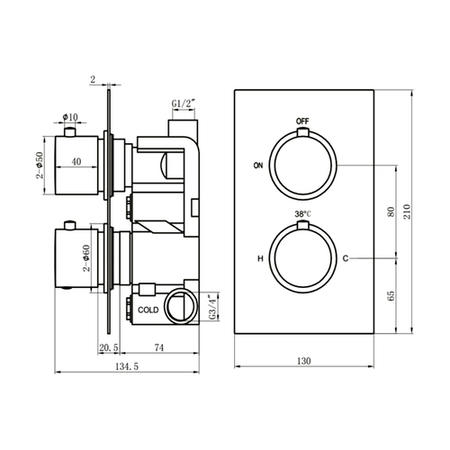 Brushed Nickel Single Outlet Round Thermostatic Shower Valve
