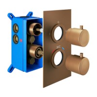 GRADE A1 - 2 Outlet with Easi Box - Round - Brushed Bronze