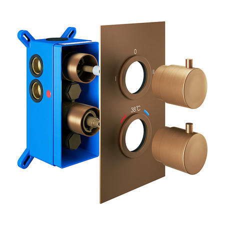 GRADE A1 - 2 Outlet with Easi Box - Round - Brushed Bronze