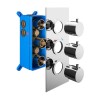 Chrome Triple Outlet Round Thermostatic Shower Valve