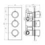 Chrome Triple Outlet Round Thermostatic Shower Valve