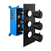 GRADE A1 - Black Triple Outlet Round Thermostatic Shower Valve