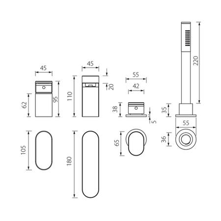 GRADE A1 - Hue Black Bath Shower Mixer Tap