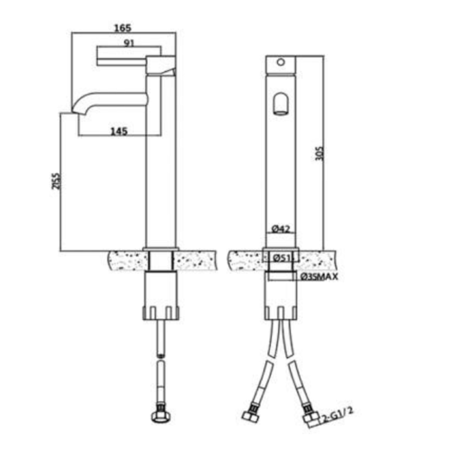 Tall Nickel Mono Basin Mixer Tap - Kuro