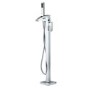 Chrome Freestanding Bath Shower Mixer and Basin Tap Set - Wave