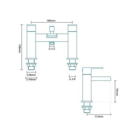 GRADE A1 - Waterfall Bath Shower Mixer Tap - Quadra Range