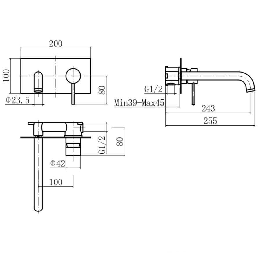 GRADE A1 - S9 Wall Mounted Basin Mixer