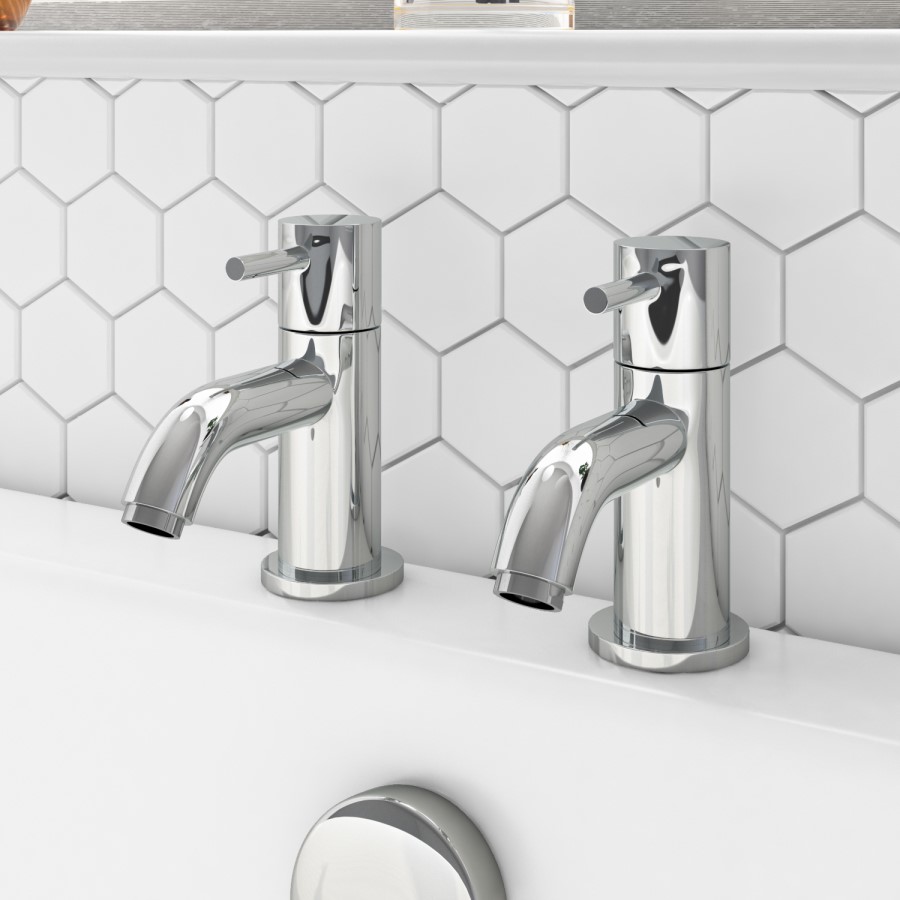 Chrome Bath Pillar Taps - S9