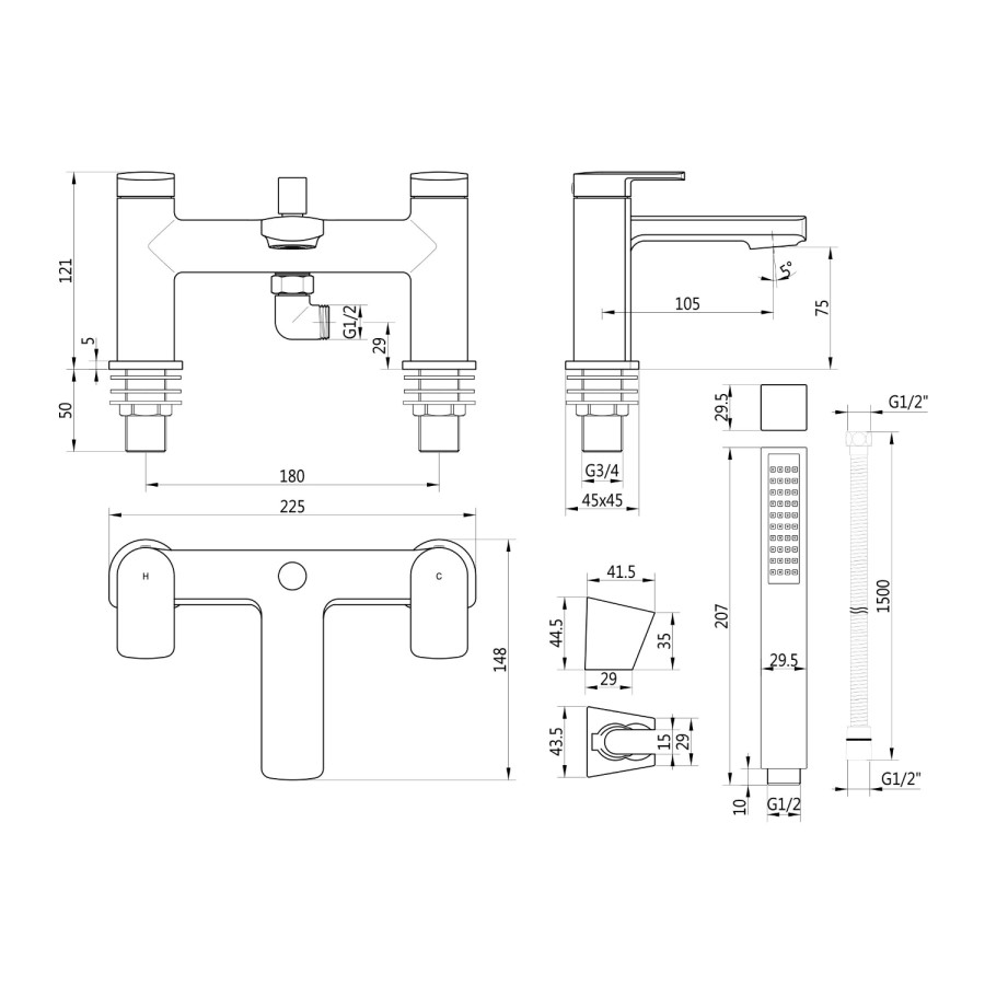 Chrome Bath Shower Mixer Tap - Meko