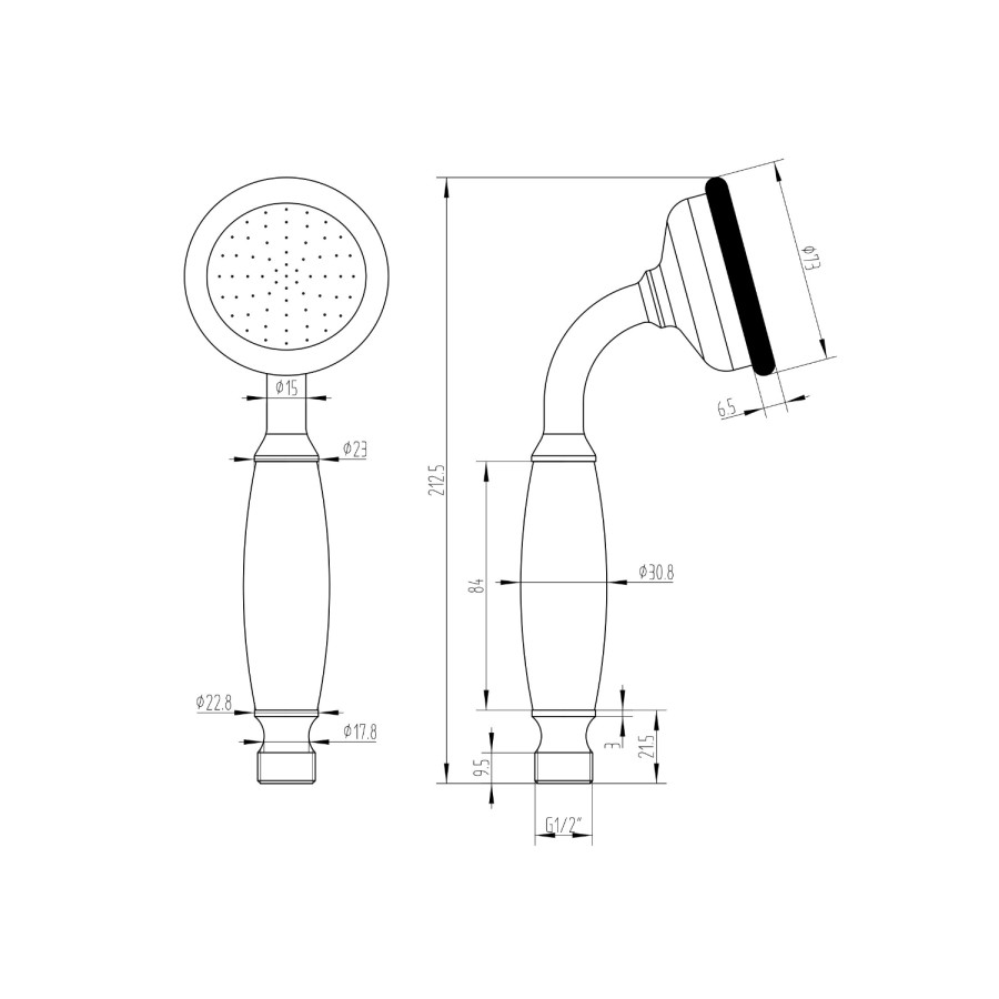 Traditional White Shower Handset - Camden