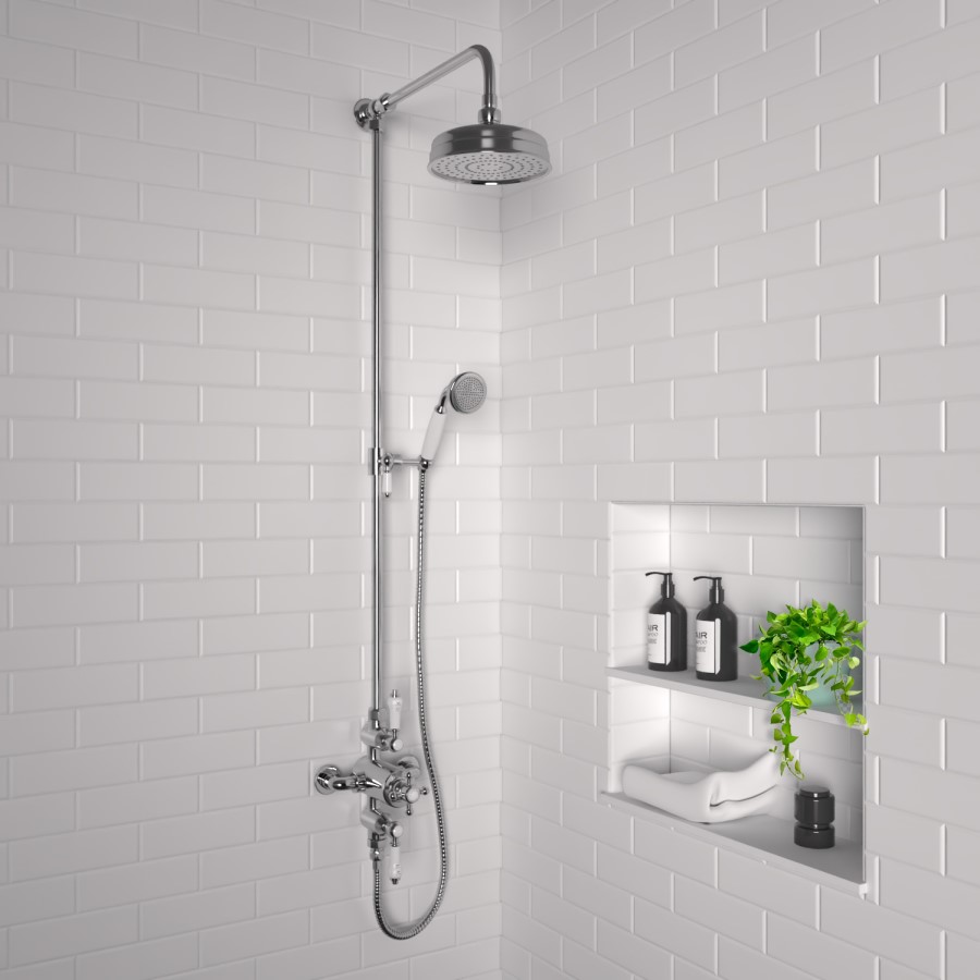 GRADE A2 - Traditional Exposed Thermostatic Shower Set Chrome - Camden