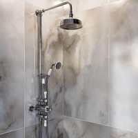 ONLY OPENED - Traditional Exposed Thermostatic Shower Set Chrome - Camden ONLY OPENED - Traditional Exposed Thermostatic Shower Set Chrome - Camden