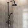 GRADE A2 - Black Traditional Thermostatic Mixer Shower with Round Overhead & Handset - Camden