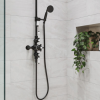 Black Traditional Thermostatic Mixer Shower with Round Overhead &amp; Hand Shower - Camden