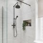 GRADE A2 - Black Traditional Thermostatic Mixer Shower with Round Overhead & Handset - Camden