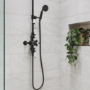 GRADE A2 - Black Traditional Thermostatic Mixer Shower with Round Overhead & Handset - Camden