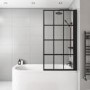 Black Grid Right Hand Shower Bath Screen 1500 x 800mm - Nova