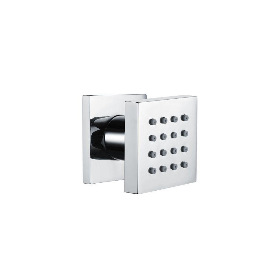 Chrome Concealed Shower Mixer with Triple Control & Square Ceiling Mounted Head, Handset and Body Jets - Cube