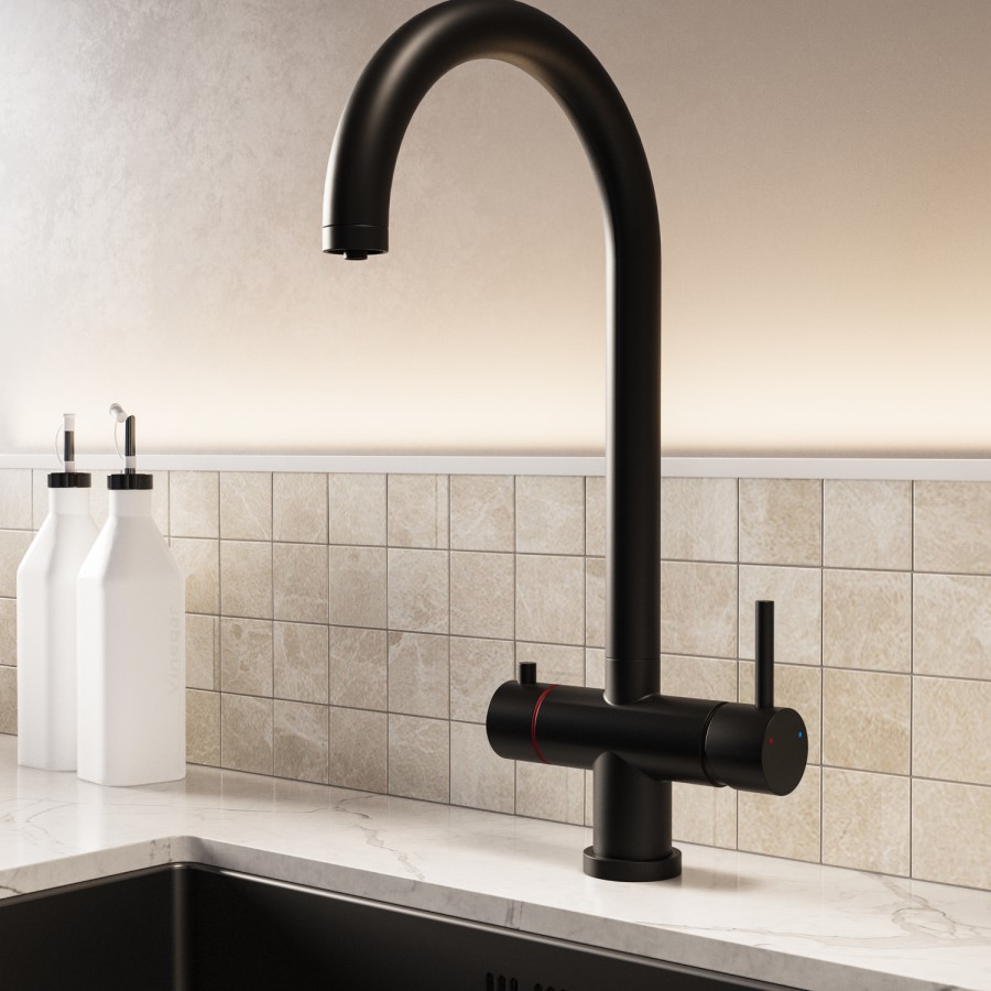 Black 3 in 1 Boiling Hot Kitchen Mixer Tap with 2.4L Boiler and Filter - Pronto Vesta