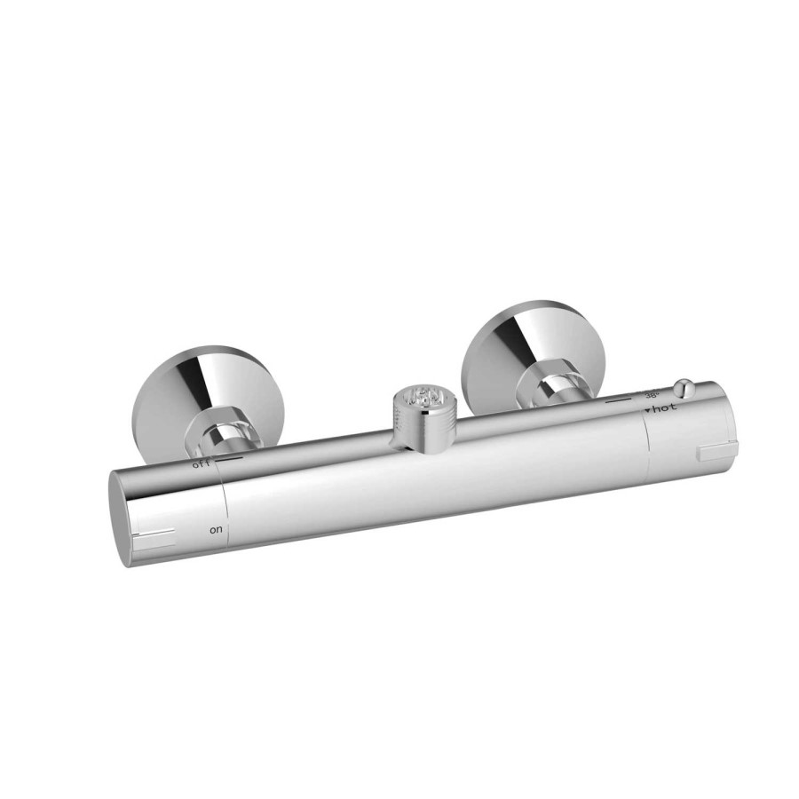 Thermostatic Mixer Bar Mixer Shower with Round Overhead & Handset - Flow