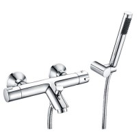 Themostatic Bath Shower Mixer Tap Wall Mounted with Handset - Flow