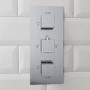 Cube square triple shower valve - 2 outlets