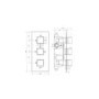 Cube square triple shower valve - 2 outlets