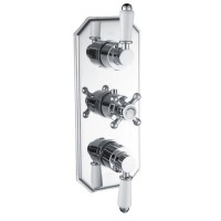 Chrome Traditional 2 Outlet Concealed Thermostatic Concealed Shower Valve with Triple Control - Cambridge Chrome Traditional 2 Outlet Concealed Thermostatic Concealed Shower Valve with Triple Control - Cambridge
