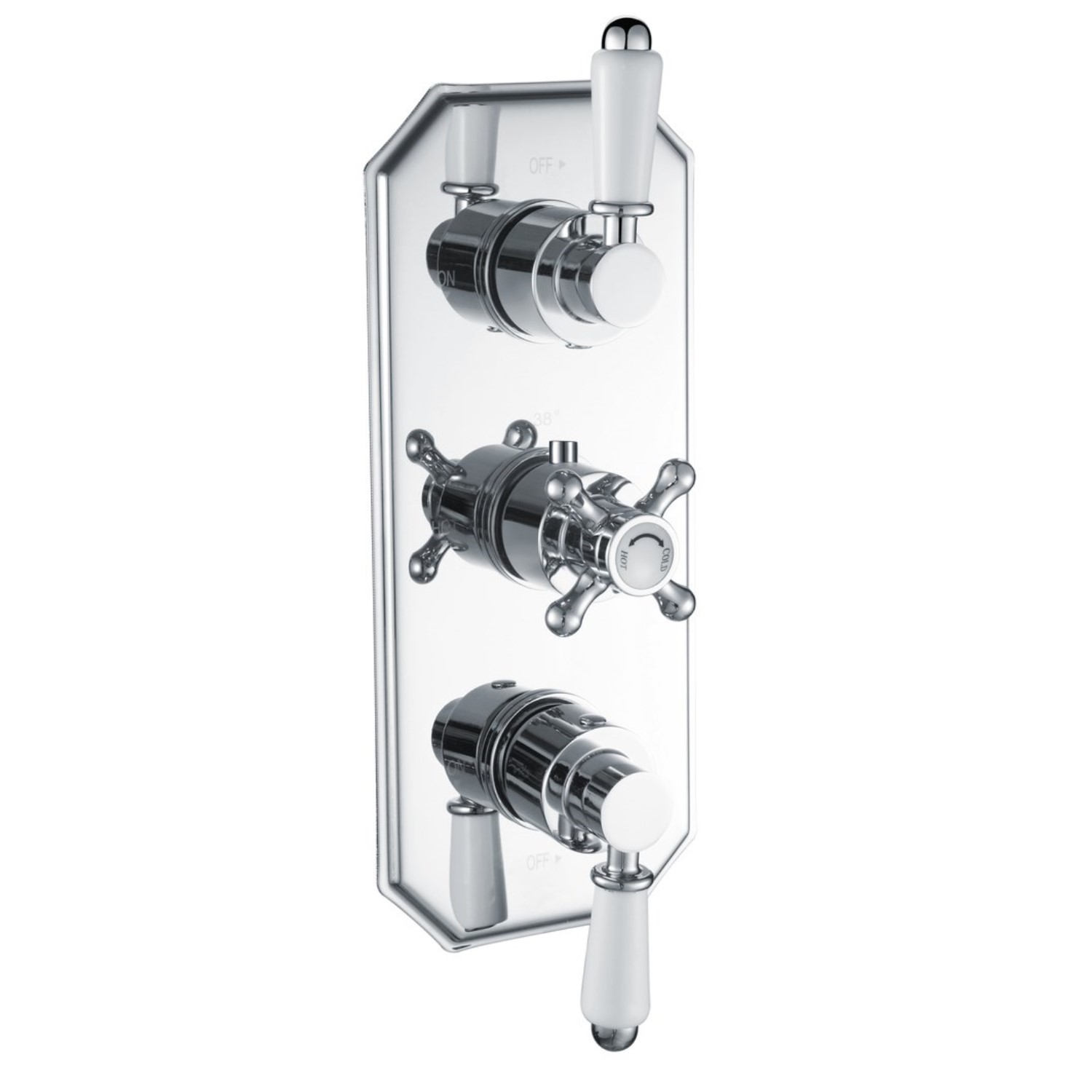 Photos - Shower System Cambridge Chrome Traditional 2 Outlet Concealed Thermostatic Concealed Shower Valve with Triple Control -  Chrome T46032A 