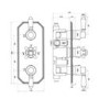 Chrome Traditional 2 Outlet Concealed Thermostatic Concealed Shower Valve with Triple Control - Cambridge