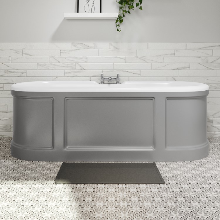 Grey Freestanding Double Ended Roll Top Bath 1700 x 750mm - Baxenden ...