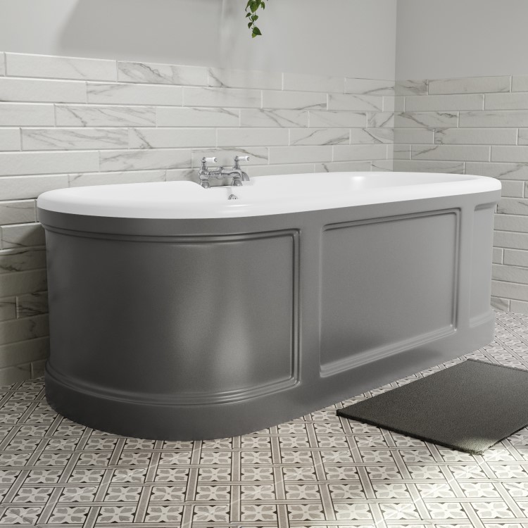 Grey Freestanding Double Ended Roll Top Bath 1700 x 750mm - Baxenden ...
