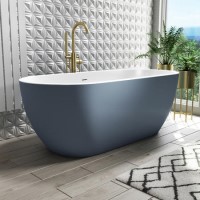 GRADE A1 - Sion Matt Blue Freestanding Double Ended Bath - 1645mm x 745mm