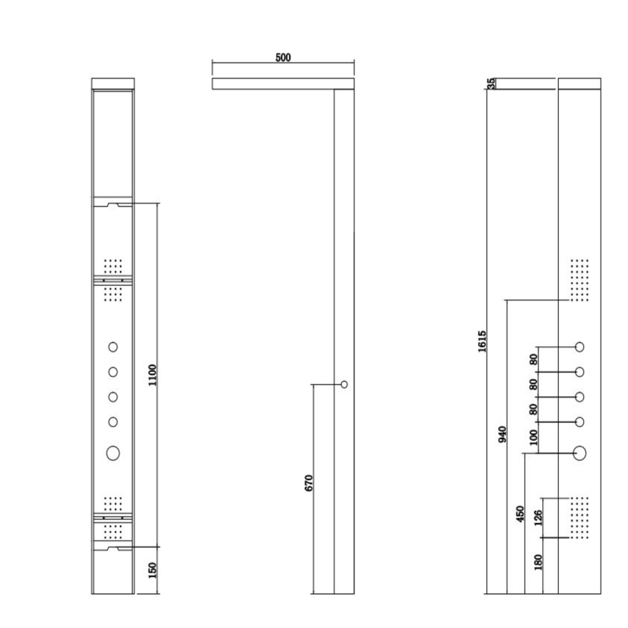 GRADE A2 - Black Thermostatic Shower Tower Panel - Provo
