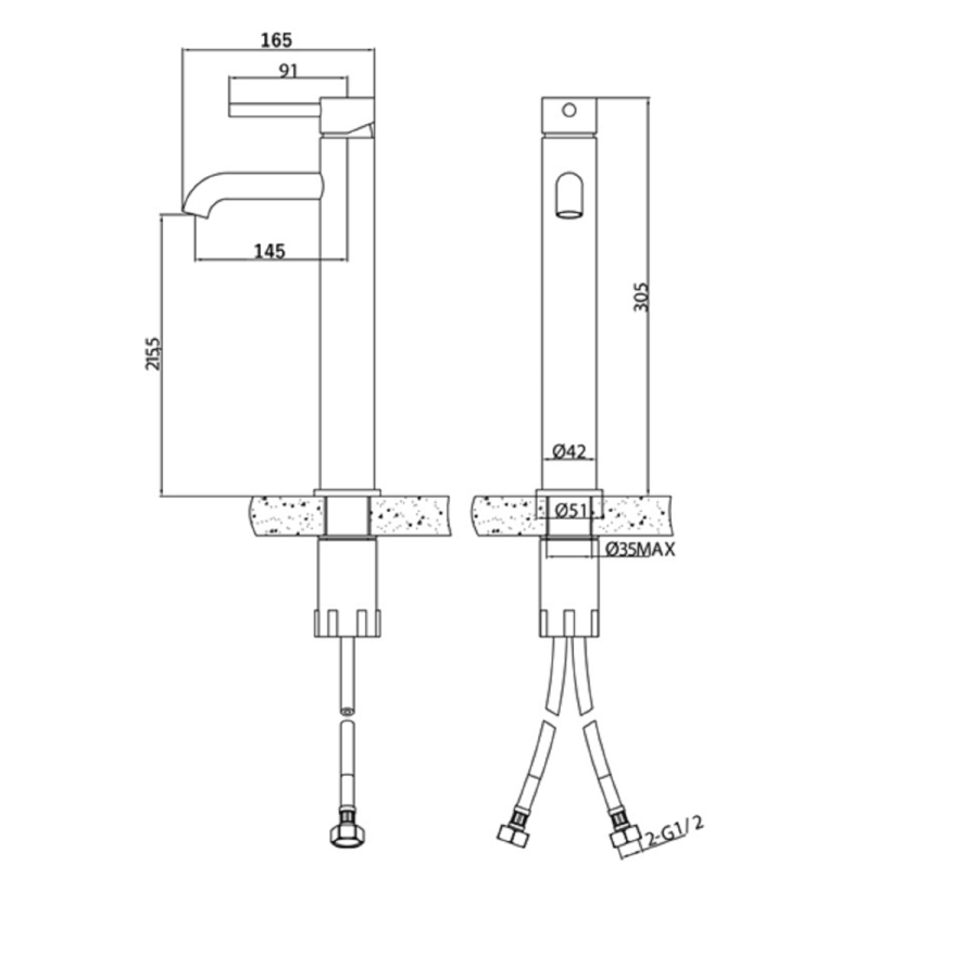 Tall Chrome Mono Basin Mixer Tap - Arissa