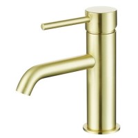 GRADE A1 - Arissa Round Brushed Brass Mono Basin Mixer Tap GRADE A1 - Arissa Round Brushed Brass Mono Basin Mixer Tap