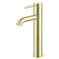 GRADE A1 - Arissa Round Brushed Brass High Rise Basin Mixer Tap