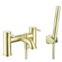 GRADE A2 - Arissa Round Brushed Brass Deck Mounted Bath Shower Mixer Tap
