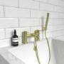 GRADE A2 - Arissa Round Brushed Brass Deck Mounted Bath Shower Mixer Tap